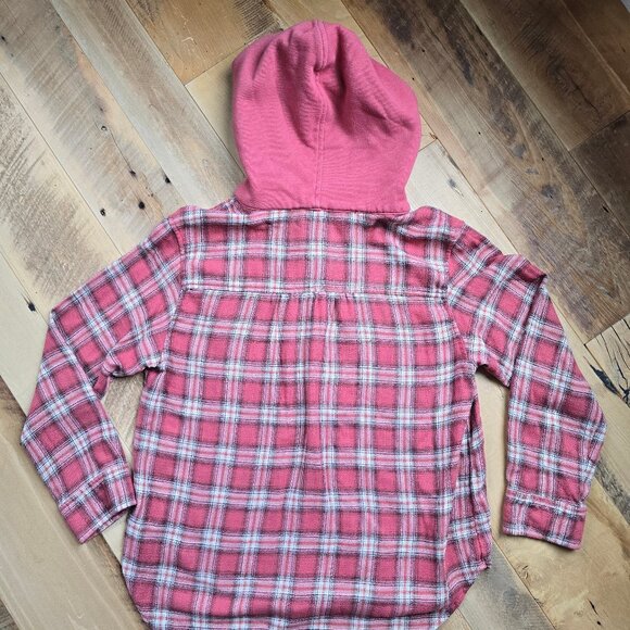 American Eagle Flannel Button Hoodie Size Medium - Picture 2 of 4